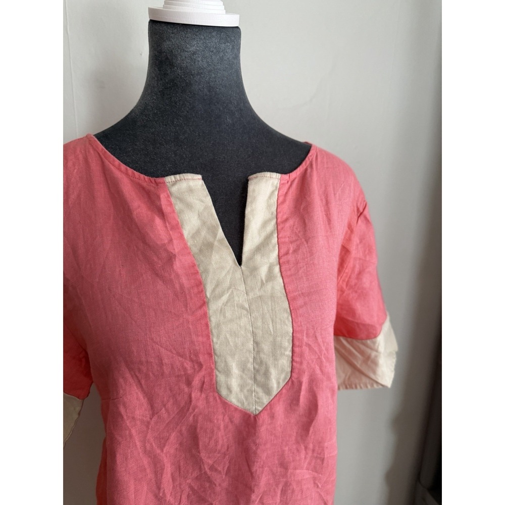 Linen Carrie Pink Shift Dress: Minimalist Preppy Old Money XS French Curve - Picture 5 of 10